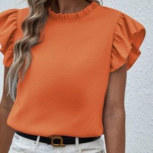 Shein Frill Neck Butterfly sleeve blouse